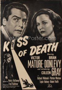 4e407 KISS OF DEATH pressbook '47 really cool stone litho of Victor Mature, film noir classic!