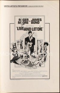4e408 LIVE & LET DIE int'l pressbook '73 art of Roger Moore as James Bond by Robert McGinnis!