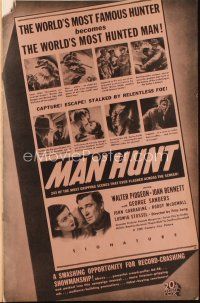 4e412 MAN HUNT pressbook '41 Walter Pidgeon, Joan Bennett, George Sanders, Fritz Lang