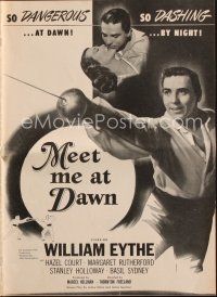 4e568 MEET ME AT DAWN pressbook '47 swashbuckler William Eythe & pretty Hazel Court!