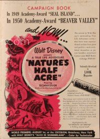 4e579 NATURE'S HALF ACRE pressbook '51 Walt Disney True Life Adventure, nature documentary!
