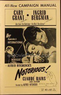 4e417 NOTORIOUS pressbook R54 Cary Grant & Ingrid Bergman, Alfred Hitchcock classic!