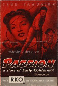 4e593 PASSION pressbook '54 Cornel Wilde, Yvonne De Carlo, Lon Chaney Jr., early California!