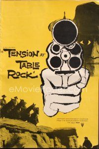 4e643 TENSION AT TABLE ROCK pressbook '56 great artwork of cowboy pointing gun!