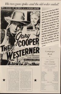 4e661 WESTERNER pressbook R54 cowboy Gary Cooper in William Wyler western classic!