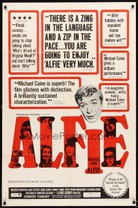 4c026 ALFIE 1sh '66 British cad Michael Caine loves them and leaves them, ask any girl!