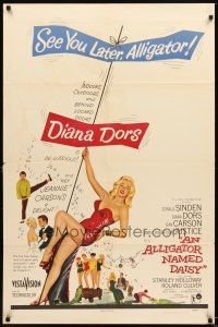 4c030 ALLIGATOR NAMED DAISY 1sh '57 artwork of sexy Diana Dors in skimpy outfit, Jean Carson!