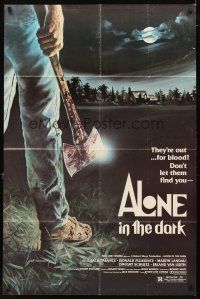 4c032 ALONE IN THE DARK 1sh '82 great D.F. Henderson axe murderer horror art!