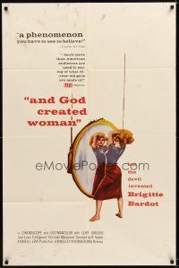 4c039 AND GOD CREATED WOMAN 1sh '57 but the Devil created sexy Brigitte Bardot!