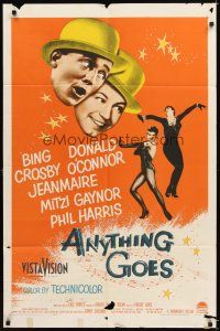 4c046 ANYTHING GOES 1sh '56 Bing Crosby, Donald O'Connor, Jeanmaire, music by Cole Porter!