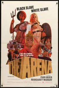 4c049 ARENA 1sh '74 sexy gladiator Pam Grier, see wild women fight to the death!