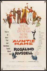 4c055 AUNTIE MAME 1sh '58 classic Rosalind Russell family comedy from play & novel!