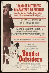4c064 BAND OF OUTSIDERS 1sh '66 Jean-Luc Godard's Bande a Part, Anna Karina!