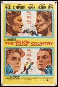 4c086 BIG COUNTRY style A 1sh '58 Gregory Peck, Charlton Heston, William Wyler classic!