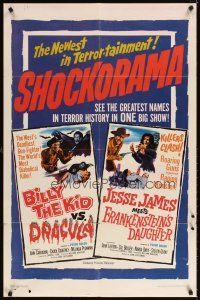 4c094 BILLY THE KID VS. DRACULA/JESSE JAMES MEETS FRANKENSTEIN'S DAUGHTER 1sh '65 western horror!