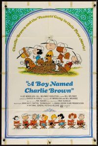 4c118 BOY NAMED CHARLIE BROWN 1sh '70 baseball art of Snoopy & the Peanuts by Charles M. Schulz!