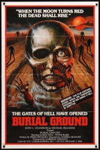 4c130 BURIAL GROUND 1sh '85 Le notti del terrore, cool zombie artwork by C.W. Taylor!