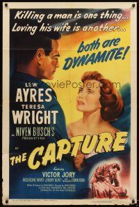 4c141 CAPTURE style A 1sh '50 Lew Ayres, Teresa Wright, early John Sturges film noir!