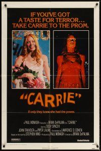 4c143 CARRIE 1sh '76 Stephen King, Sissy Spacek before and after her bloodbath at the prom!