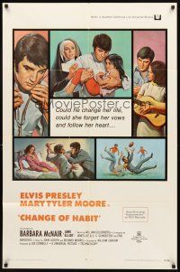 4c152 CHANGE OF HABIT 1sh '69 Dr. Elvis Presley, pretty Mary Tyler Moore as nun!