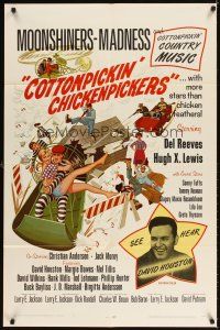 4c198 COTTONPICKIN' CHICKENPICKERS style A 1sh '67 wacky art of moonshiners Reeves & Lewis!