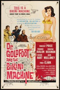 4c256 DR. GOLDFOOT & THE BIKINI MACHINE 1sh '65 Vincent Price, sexy babes w/kiss & kill buttons!
