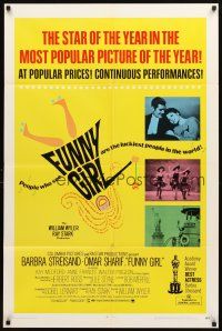 4c348 FUNNY GIRL 1sh '69 Barbra Streisand, Omar Sharif, directed by William Wyler!