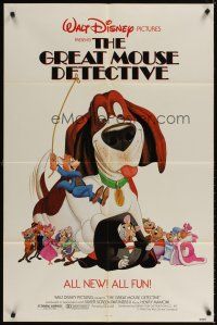 4c385 GREAT MOUSE DETECTIVE 1sh '86 Walt Disney's crime-fighting Sherlock Holmes rodent cartoon!