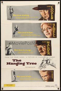 4c407 HANGING TREE 1sh '59 cool portraits of Gary Cooper, Maria Schell & Karl Malden!