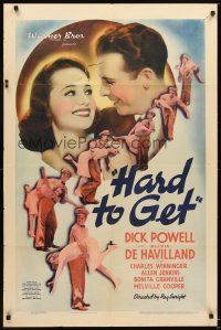 4c411 HARD TO GET 1sh '38 Dick Powell, Olivia de Havilland, cool artwork of cast!