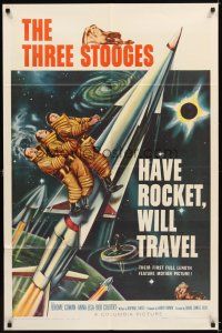4c416 HAVE ROCKET WILL TRAVEL 1sh '59 wonderful sci-fi art of The Three Stooges in space!