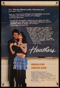 4c421 HEATHERS 1sh '89 great image of really young Winona Ryder & Christian Slater!