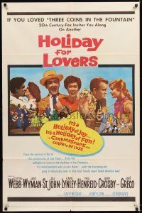 4c432 HOLIDAY FOR LOVERS 1sh '59 Jane Wyman, Jill St. John & Lynley steal kisses in Brazil!