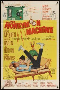 4c437 HONEYMOON MACHINE 1sh '61 young Steve McQueen has a way to cheat the casino!