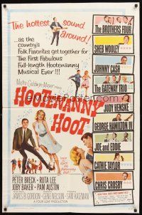 4c440 HOOTENANNY HOOT 1sh '63 Johnny Cash and a ton of top country music stars!