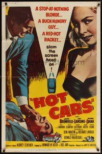 4c444 HOT CARS 1sh '56 sexy bad stop-at-nothing blonde Joi Lansing, a red-hot racket!
