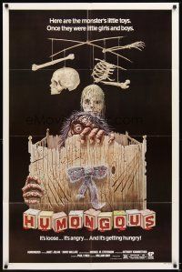 4c455 HUMONGOUS 1sh '82 the monster's toys were once little girls and boys, wacky horror art!