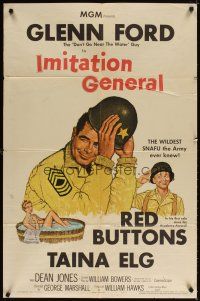 4c468 IMITATION GENERAL 1sh '58 art of soldiers Glenn Ford & Red Buttons + sexy Taina Elg!
