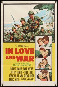 4c471 IN LOVE & WAR 1sh '58 U.S. Marines Robert Wagner & Jeff Hunter, Dana Wynter!