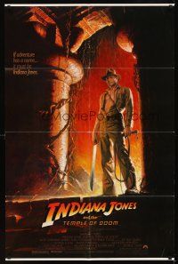 4c476 INDIANA JONES & THE TEMPLE OF DOOM 1sh '84 full-length art of Harrison Ford by Wolfe!