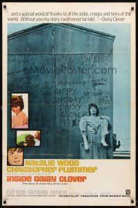 4c478 INSIDE DAISY CLOVER 1sh '66 great image of bad girl Natalie Wood, Christopher Plummer!