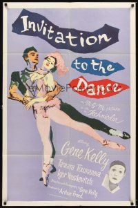 4c481 INVITATION TO THE DANCE 1sh '56 great artwork of Gene Kelly dancing with Tamara Toumanova!