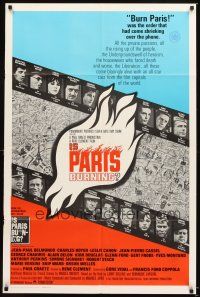 4c483 IS PARIS BURNING European version 1sh '66 Rene Clement's Paris brule-t-il, WWII all-star cast