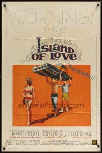 4c484 ISLAND OF LOVE 1sh '63 Robert Preston & Tony Randall, sexy Georgia Moll in bikini!