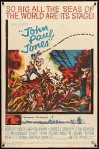 4c498 JOHN PAUL JONES 1sh '59 Robert Stack, so big all the seas of the world are its stage!