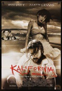 4c508 KALIFORNIA 1sh '93 bearded Brad Pitt, sexy Juliette Lewis, Michelle Forbes, David Duchovny!