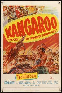 4c509 KANGAROO 1sh '51 Maureen O'Hara, Peter Lawford, dramatic Australian outback art!