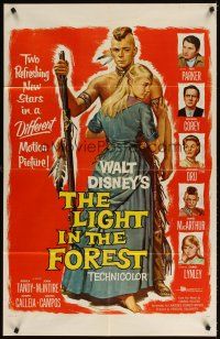 4c552 LIGHT IN THE FOREST 1sh '58 Disney, full-length art of Native American James MacArthur!