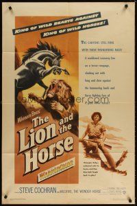 4c556 LION & THE HORSE 1sh '52 images of Steve Cochran & Wildfire in the title role!