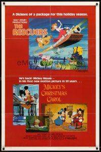 4c741 RESCUERS/MICKEY'S CHRISTMAS CAROL 1sh '83 Disney package for the holiday season!
